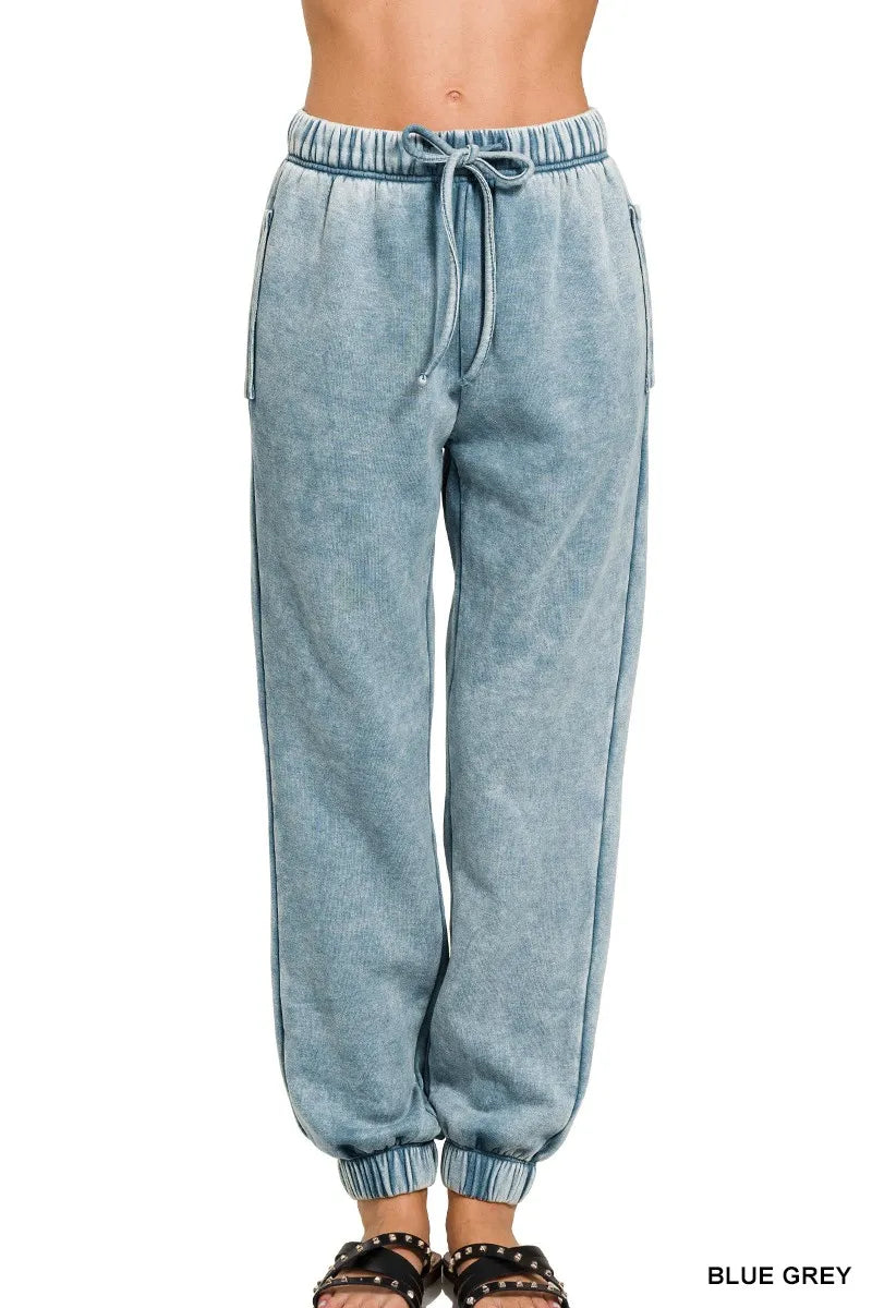 Pantalons de survêtement en molleton délavé Zenana