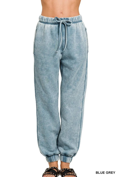 Pantalons de survêtement en molleton délavé Zenana