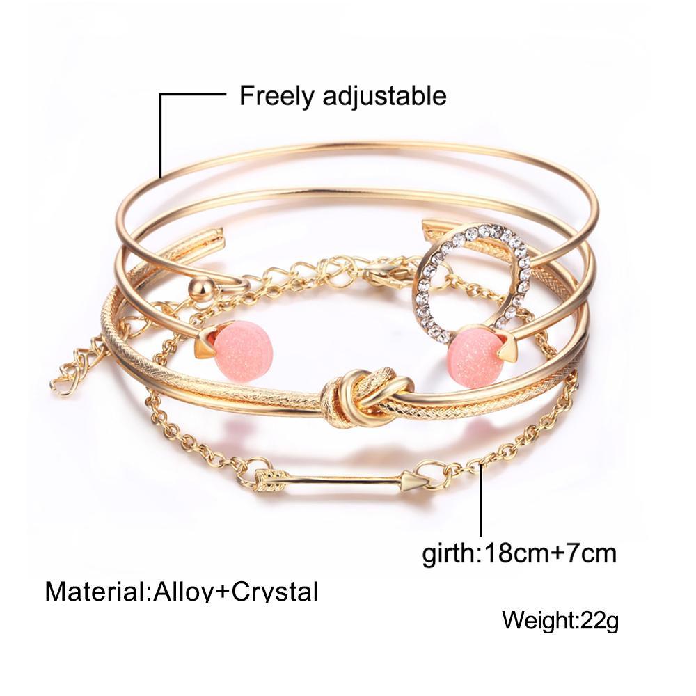Luxury Gold Crystal Circle Arrow Bracelet Set for Women
