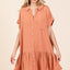 Linen Blend Button Down Shirt Mini Dress for Women
