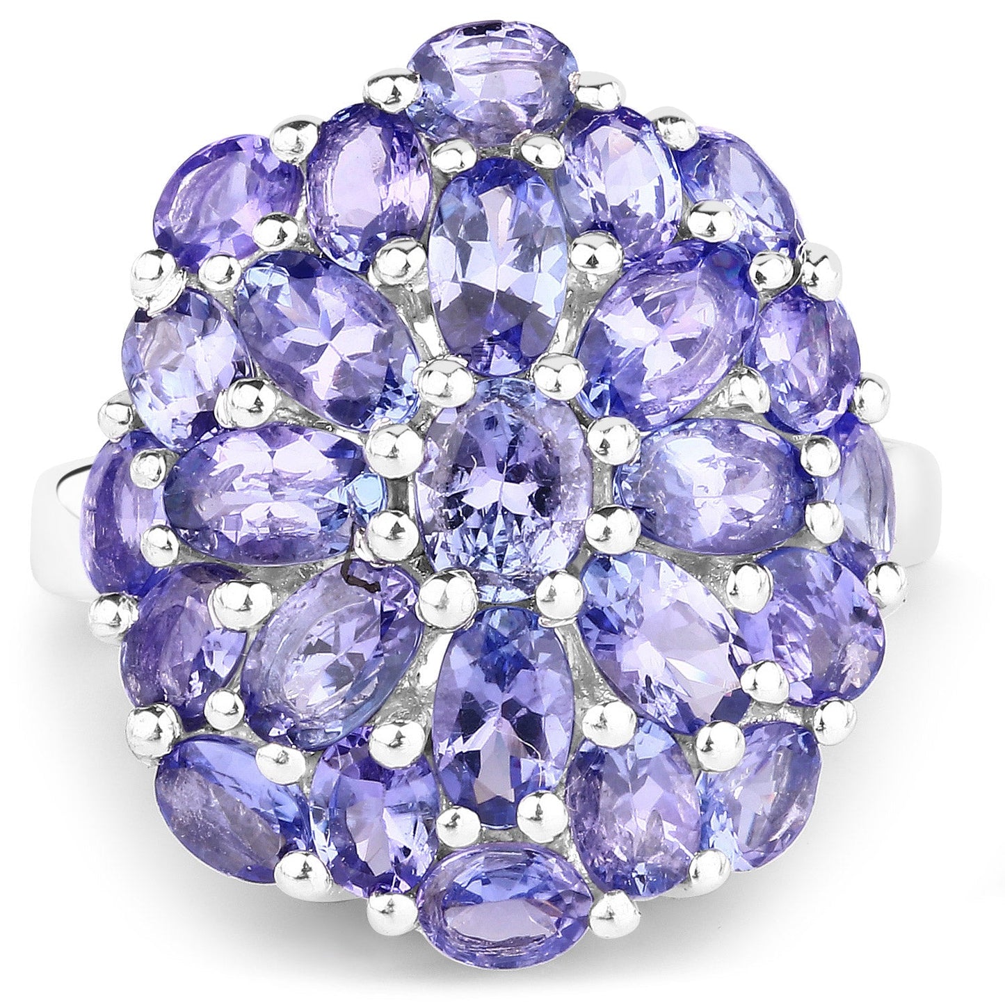 Bague cocktail en argent sterling avec tanzanite véritable de 7,08 carats