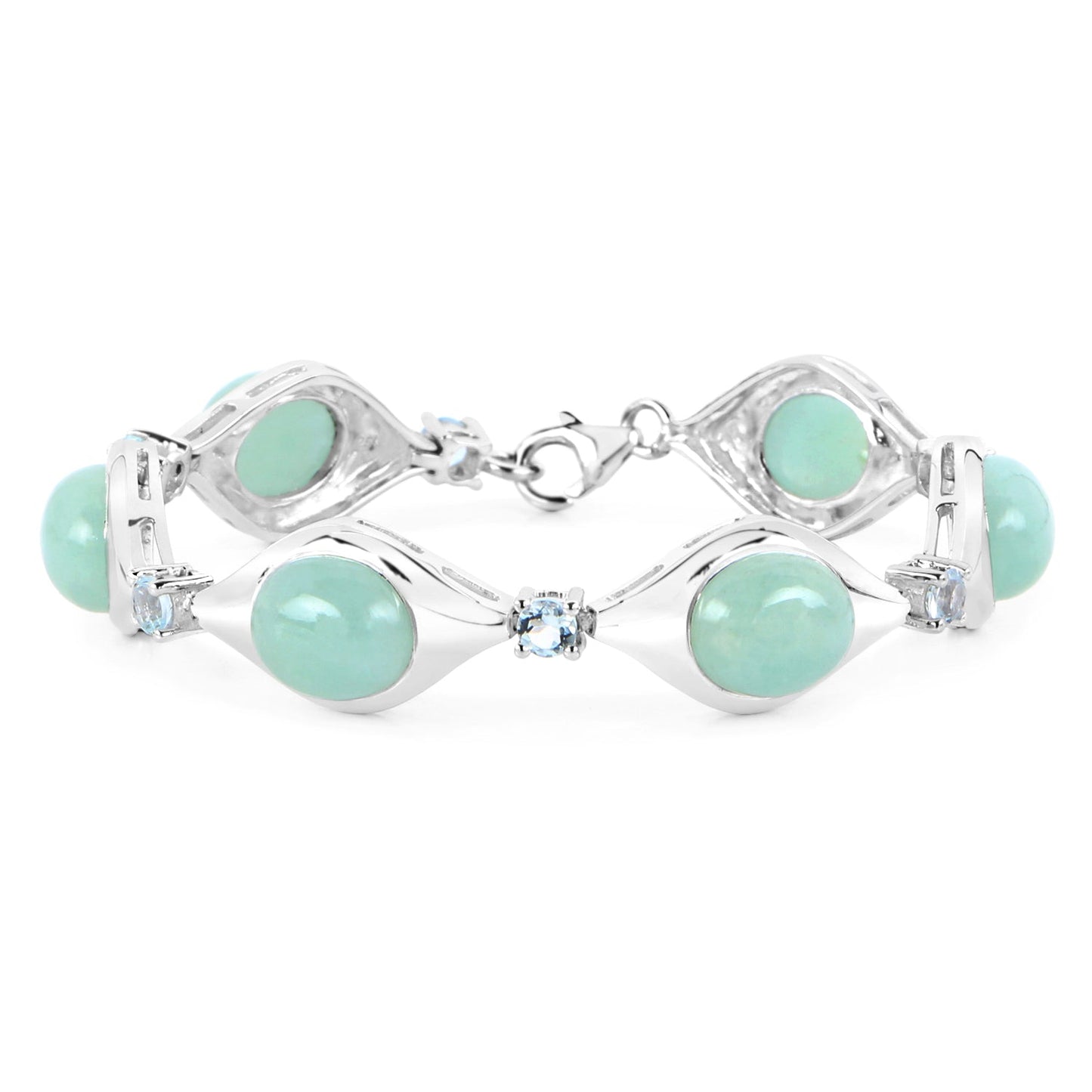Bracelet en argent sterling avec aquamarine véritable de 39,72 carats
