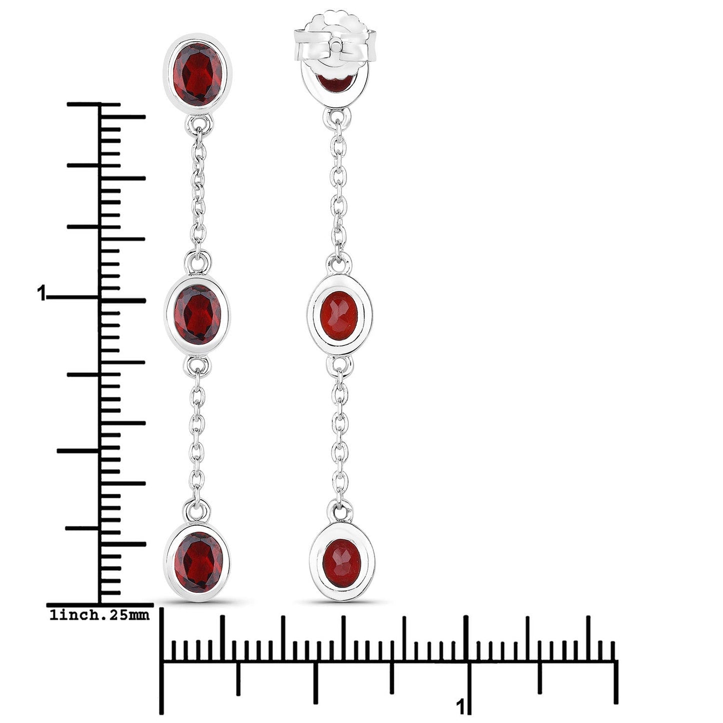 2.70 Carat Genuine Garnet Sterling Silver Earrings