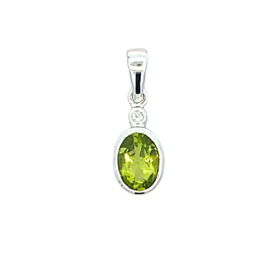 .50ct Peridot Diamond Pendant in 10KT White Gold