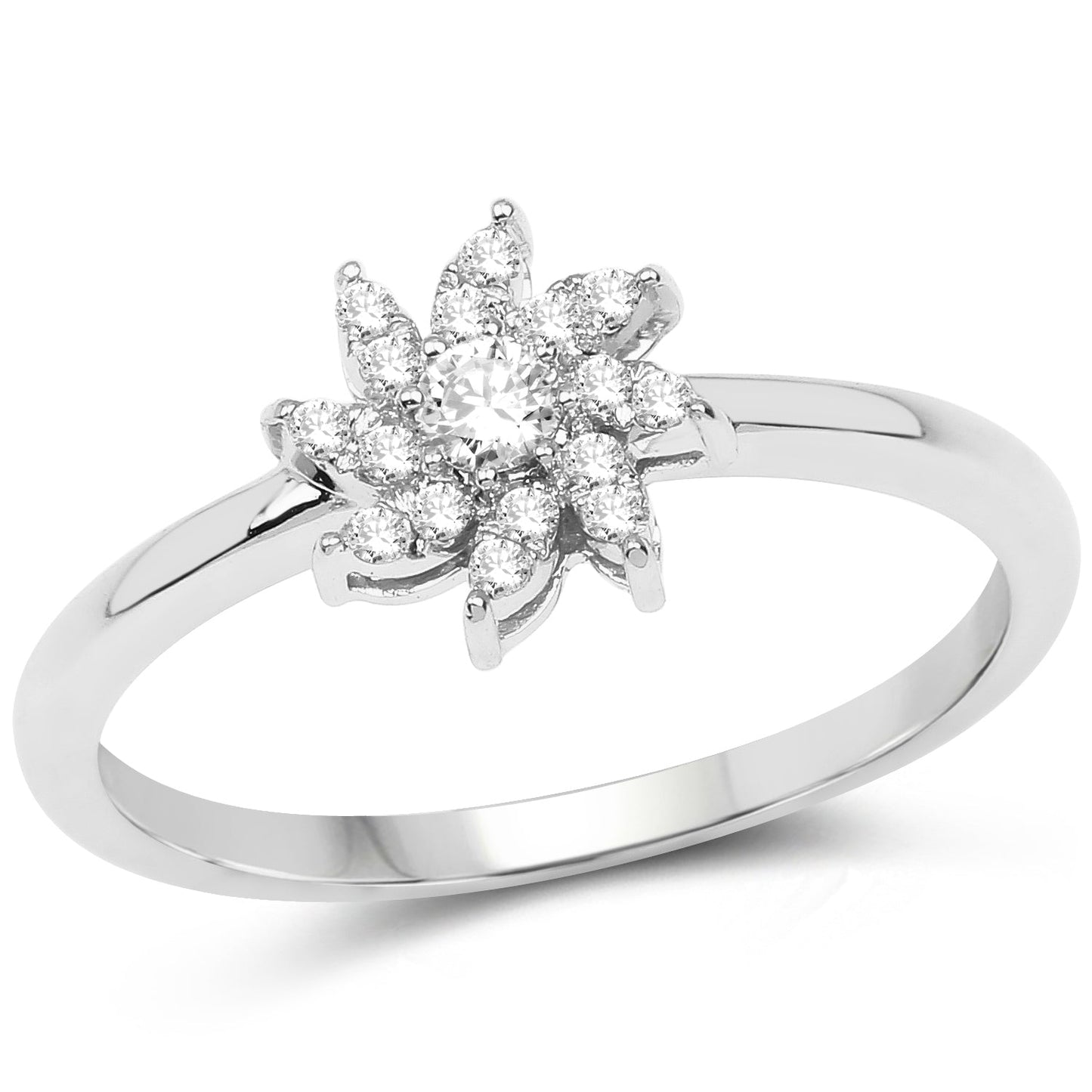 Bague en cluster de diamant blanc de 0,18 carat en or blanc 14K