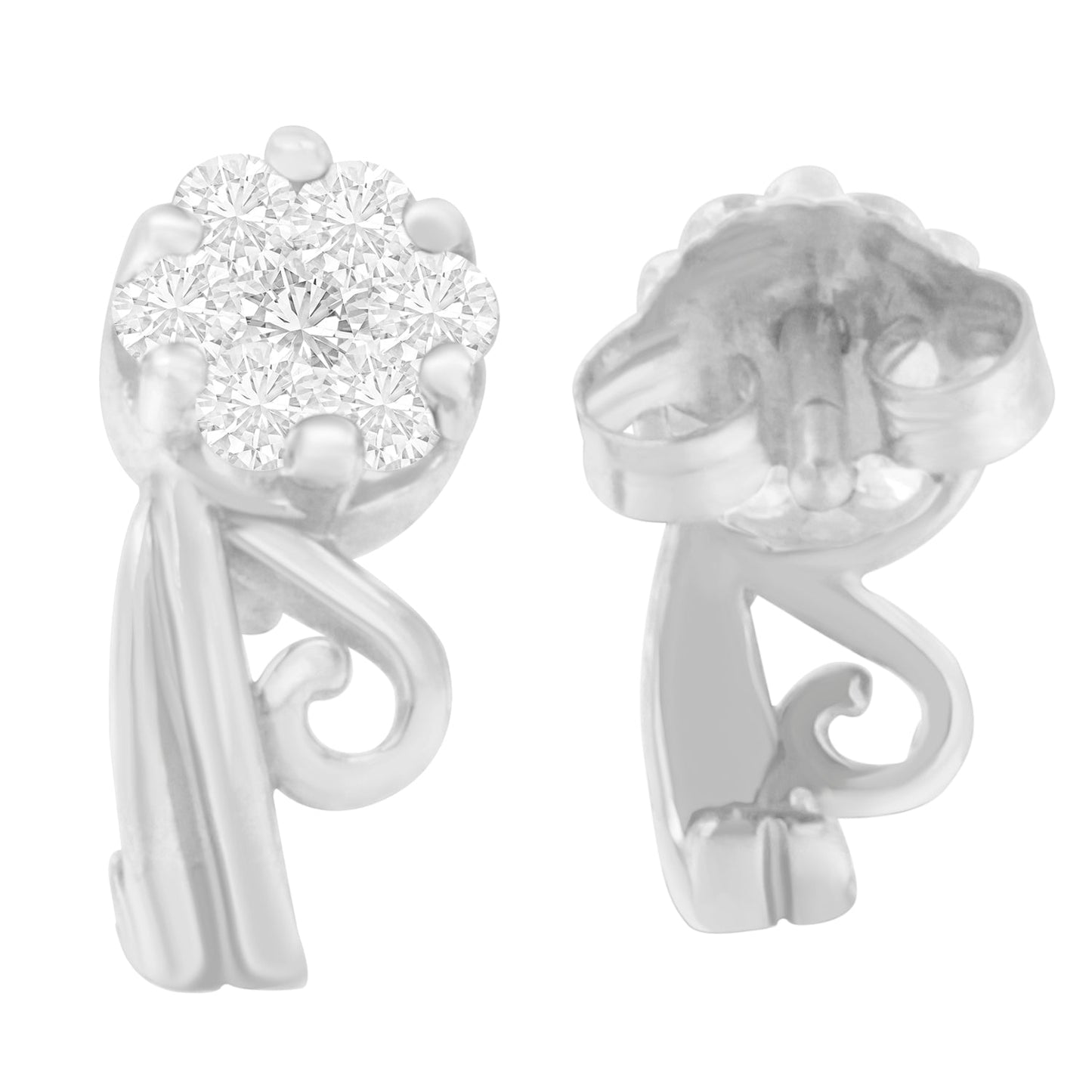 14K White Gold Round Cut Diamond Earrings (1/2 cttw)