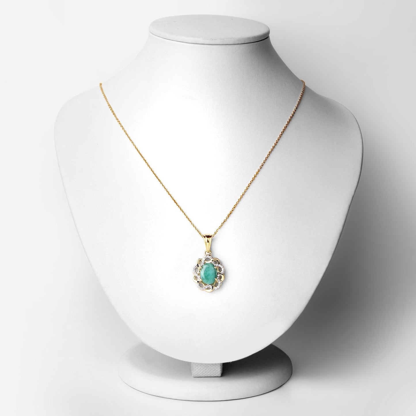 2.78 Carat Genuine Emerald and White Topaz Pendant
