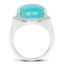 Bague en argent sterling de 15,09 carats en amazonite véritable et topaze blanche