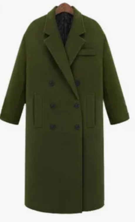 Manteau long slim en laine double face pour femmes