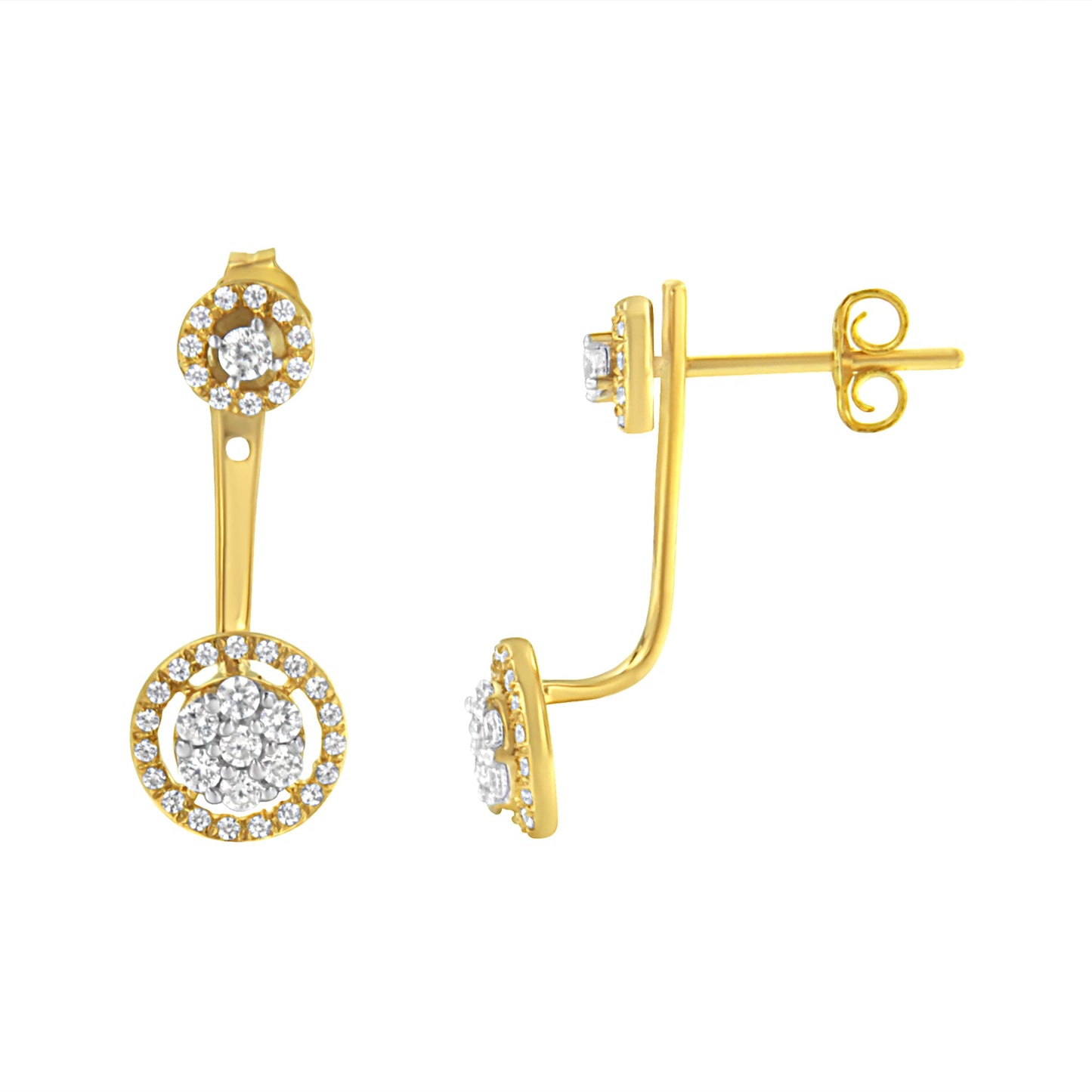 14K Yellow Gold Plated Sterling Silver Diamond Earrings