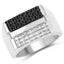 Bague de fiançailles en argent sterling avec diamants noirs et blancs de 0,64 carat