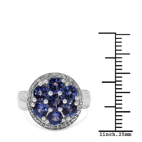 Anillo de Compromiso de Plata Esterlina con Tanzanita Natural de 1.61 Quilates