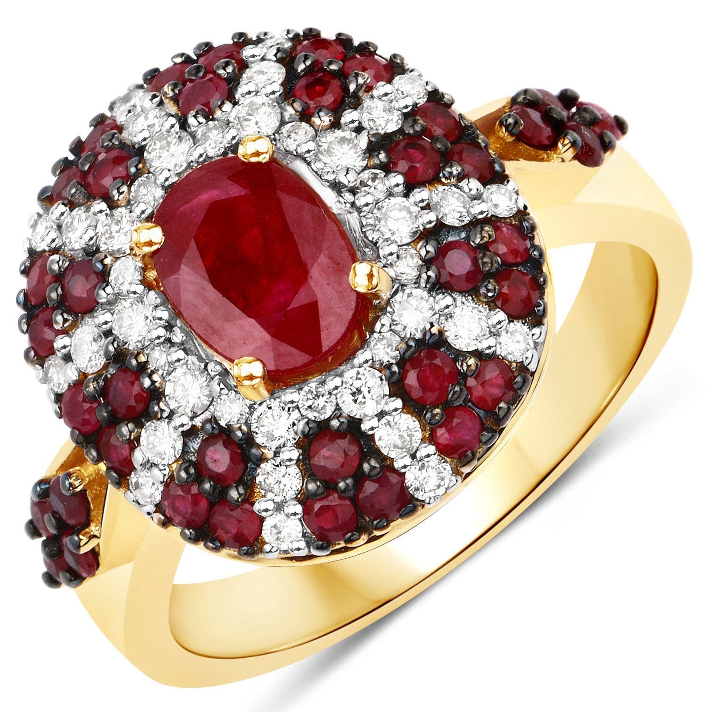 Anillo de Compromiso de Rubí y Diamante de 1.92 Quilates en Oro Amarillo de 14K