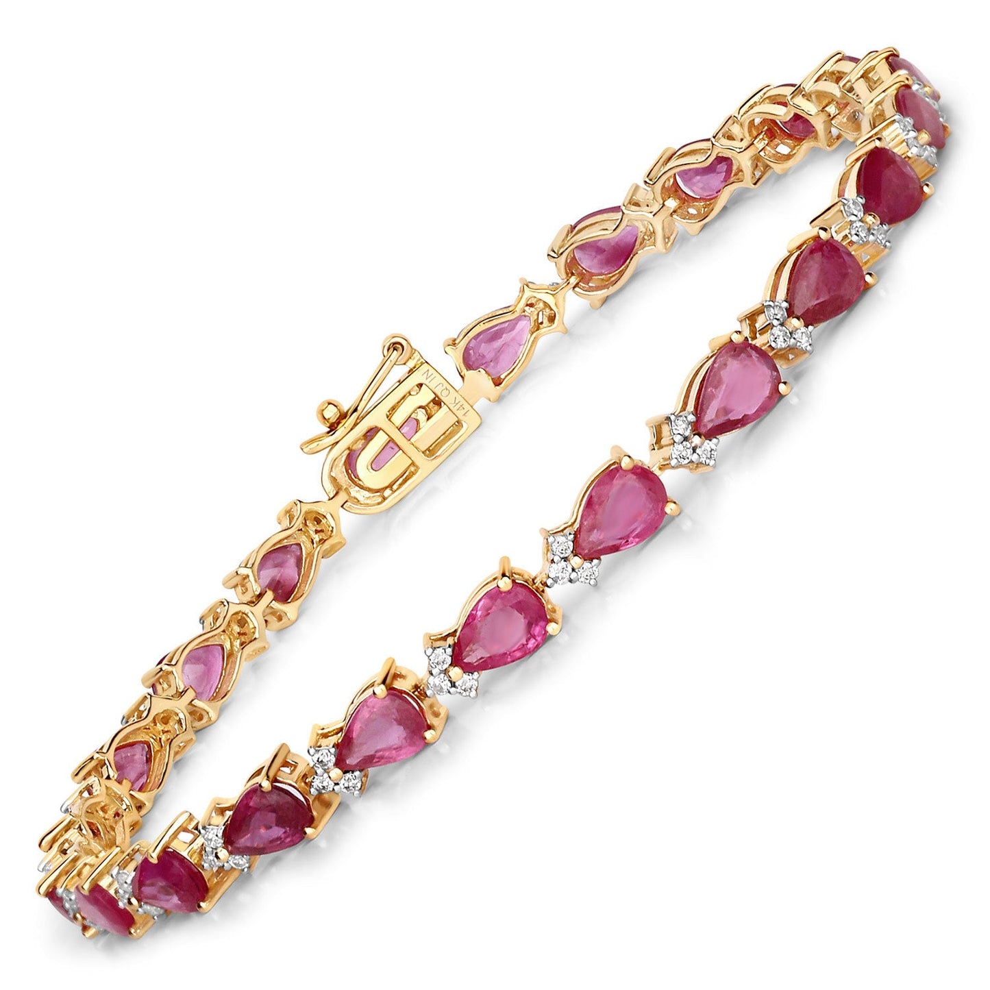 Pulsera de Tenis de Rubí y Diamante en Oro Amarillo de 14K