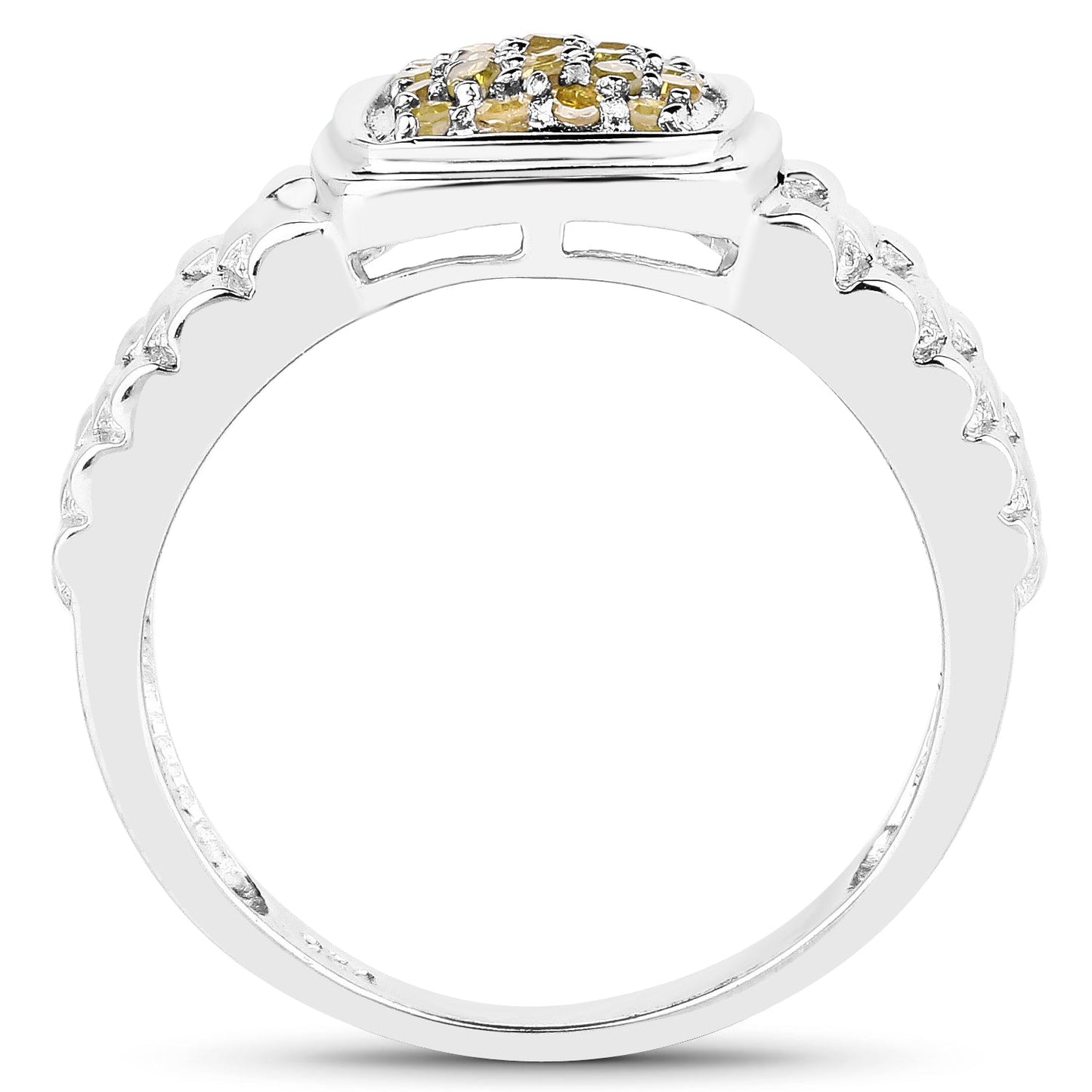 0.25 Carat Genuine Yellow Diamond Sterling Silver Engagement Ring