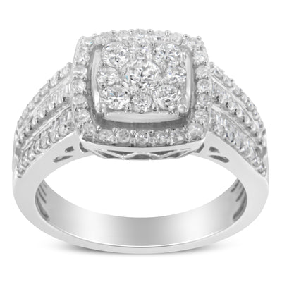 Anillo de Compromiso de Diamantes en Racimo de Oro Blanco de 10K - Talla 6.75