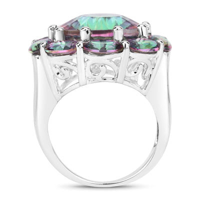 11.45 Carat Genuine Rainbow Quartz Sterling Silver Ring