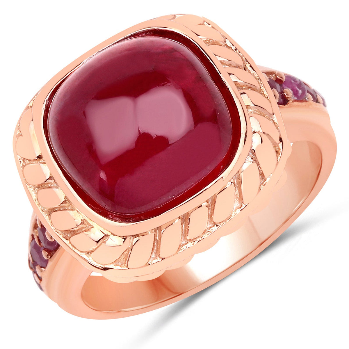 Anillo de Compromiso de Rubí Lleno de Vidrio de 9.14 Quilates y Plata Esterlina