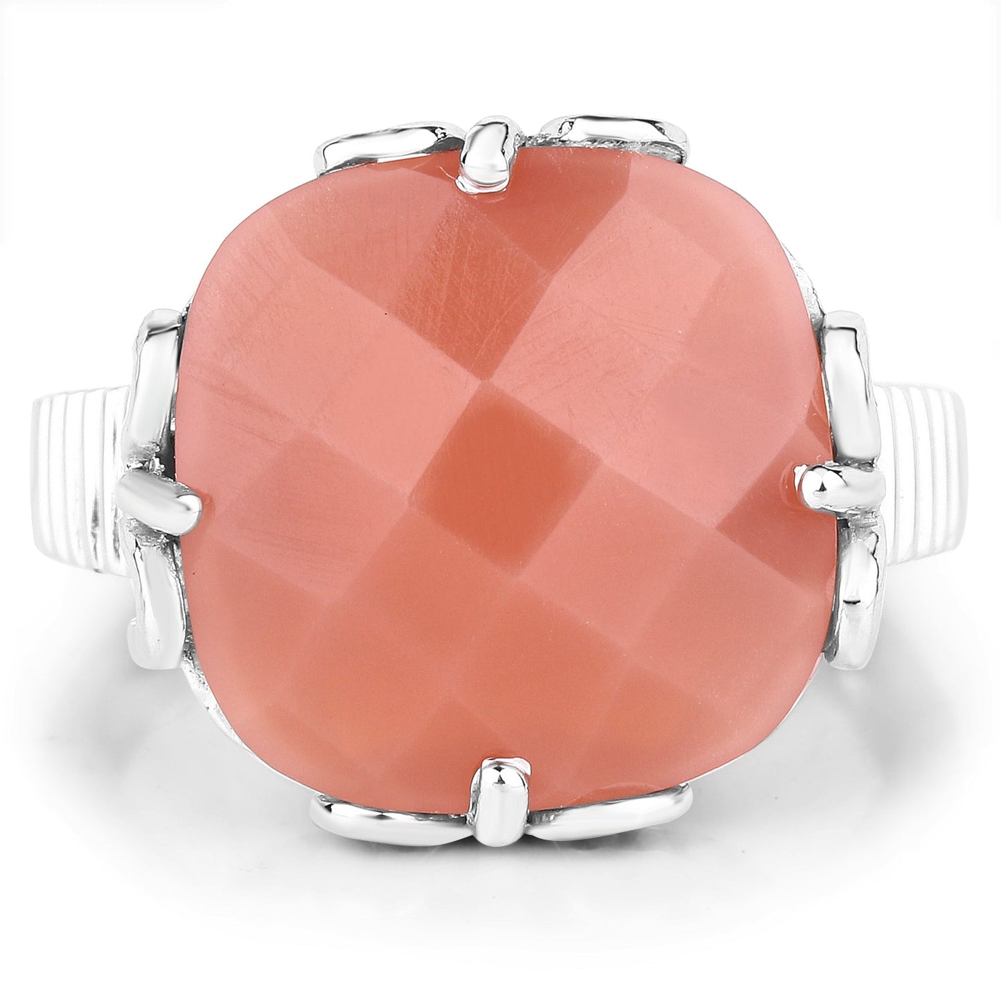 12.75 Carat Genuine Peach Moonstone Sterling Silver Ring
