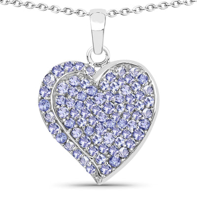 3.97 Carat Genuine Tanzanite Heart Pendant in Sterling Silver
