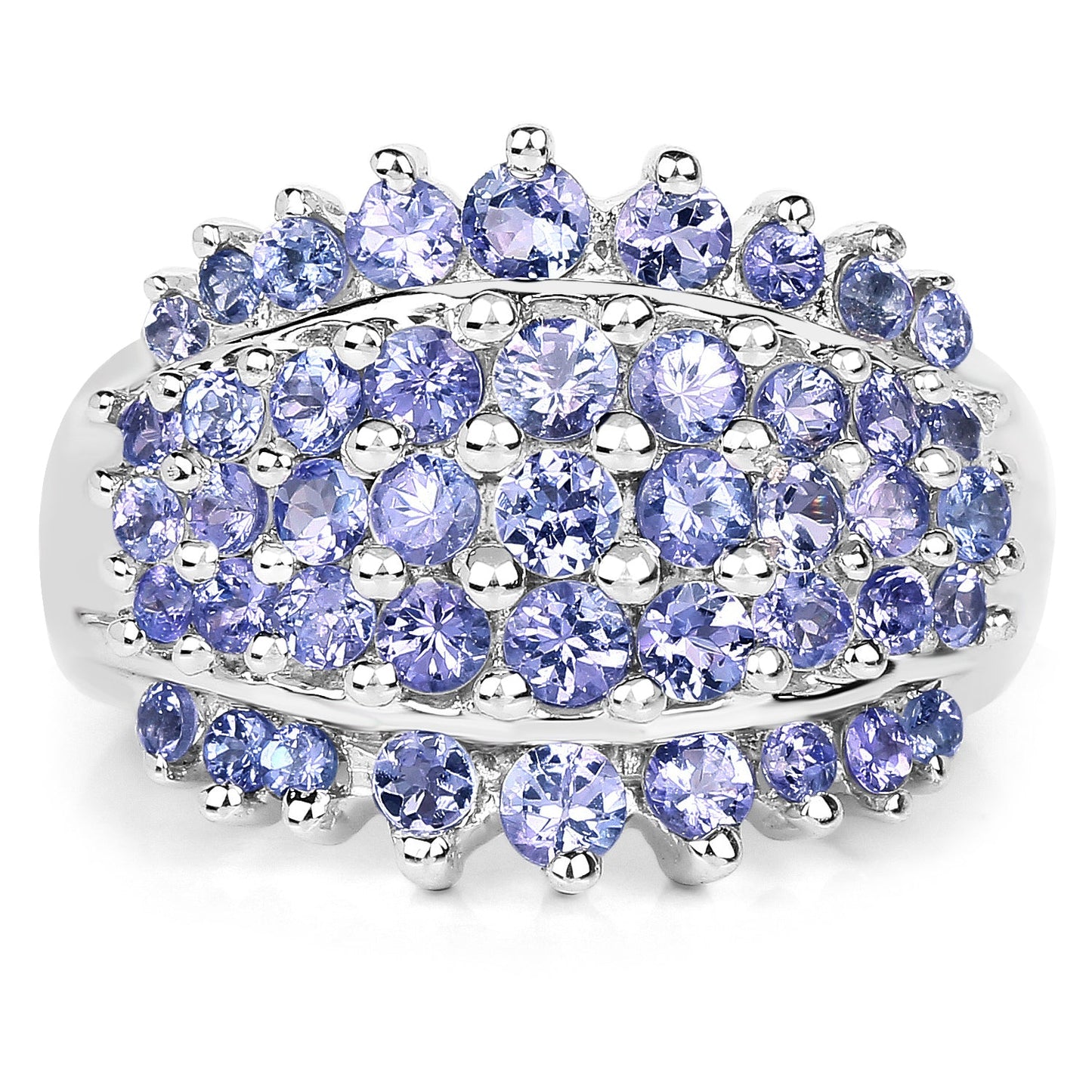 2.35 Carat Genuine Tanzanite Sterling Silver Engagement Ring