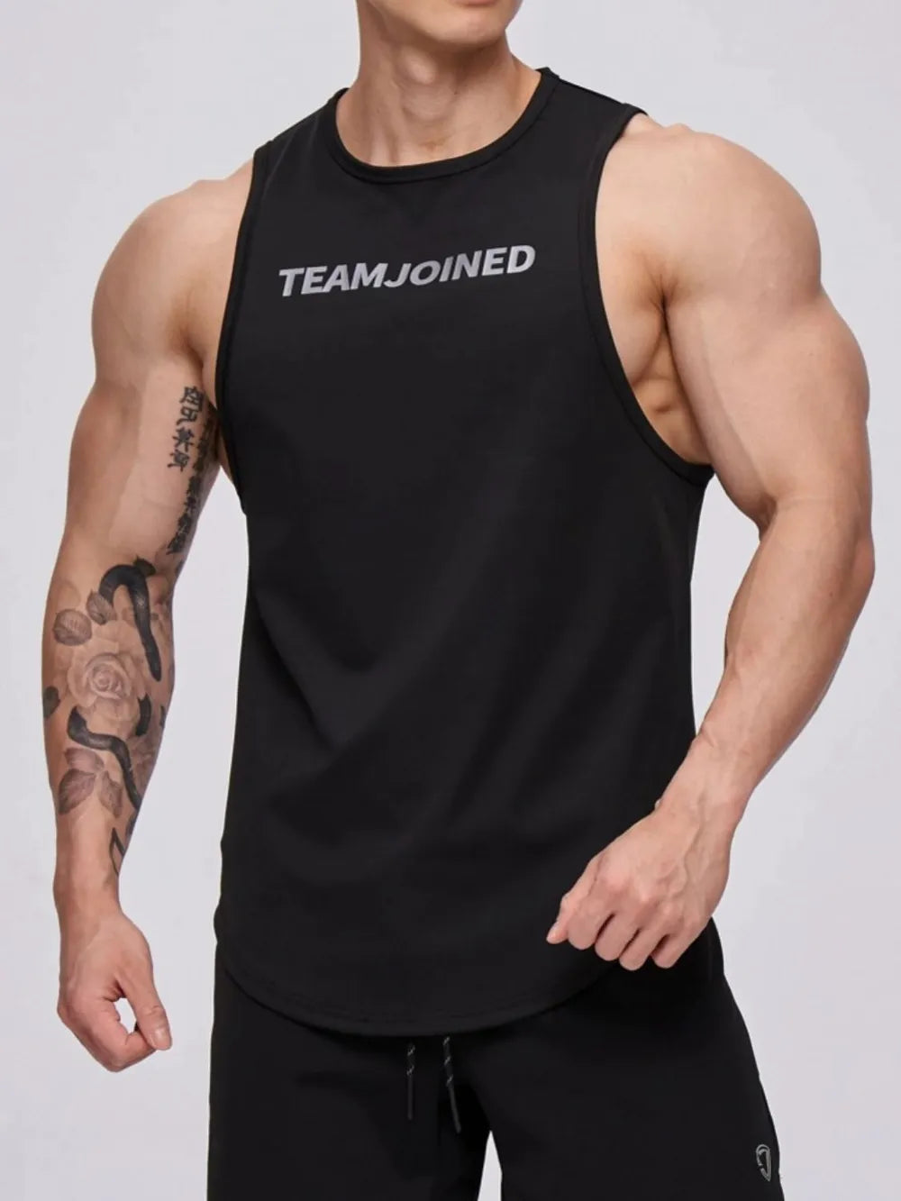 Camiseta Activa de Cuello Redondo para Hombre en Tallas Grandes con Letras