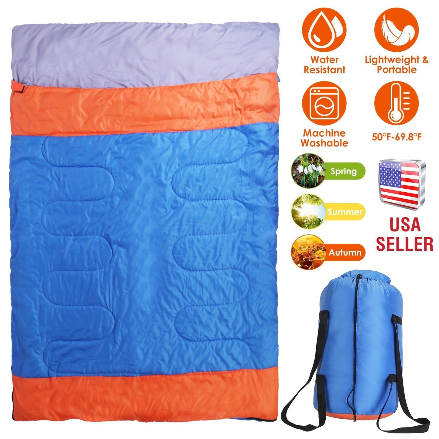 Saco de dormir plegable GBruno para 3 personas