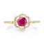 0.68 Carat Genuine Ruby and White Diamond 14K Yellow Gold Ring