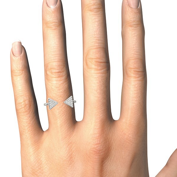 14k White Gold Diamond Arrowhead Open Ring