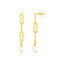 Boucles d'oreilles en chaîne en papier clip en or jaune 14k avec perles