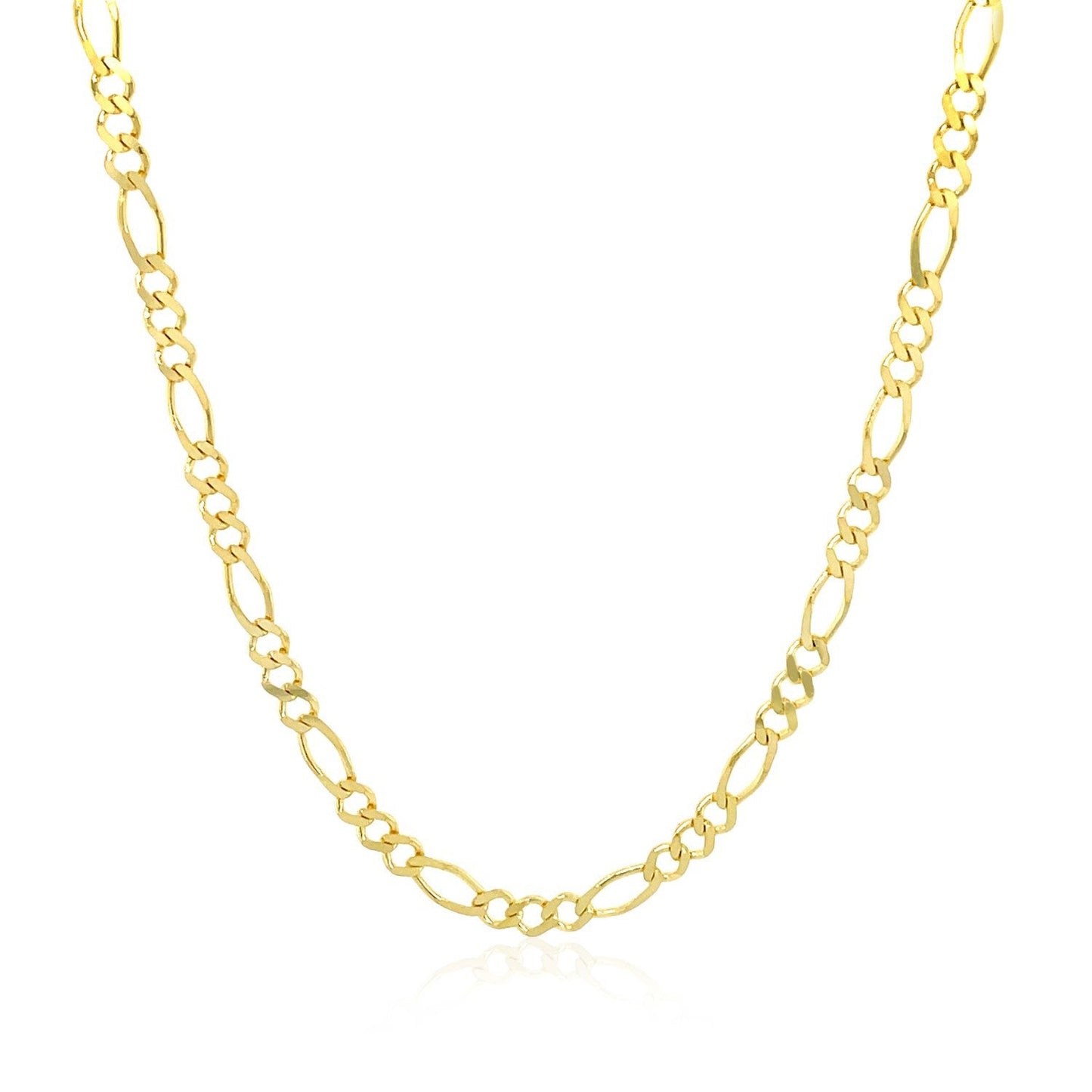 Cadena Figaro Sólida de Oro Amarillo de 14k de 2.8mm