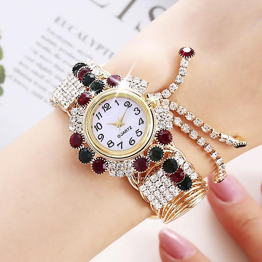 Montre Bracelet en Rhinestones de Luxe pour Femmes