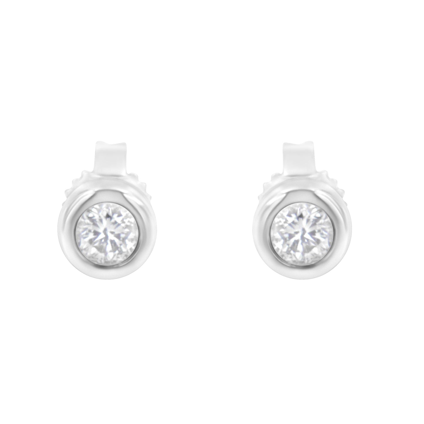 Pendientes de Stud de Diamante con Montura Bezel de Oro Blanco de 10K
