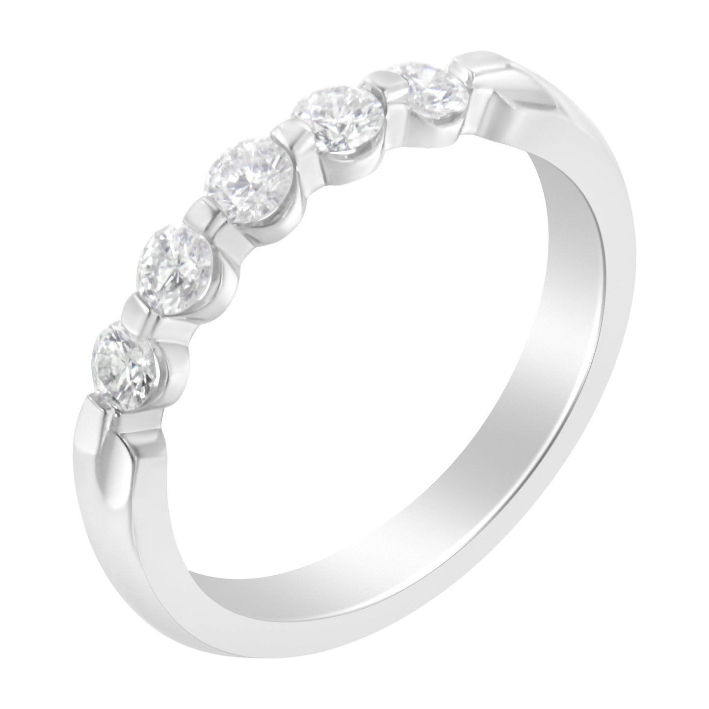 Anillo de banda de 5 piedras de diamante de oro blanco de 14K - Talla 7