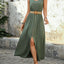 Robe midi sans manches à boutons décoratifs élégante