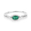 Bague en or blanc 14K avec émeraude zambienne de 0,32 carat et diamants
