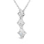 Collar de Pendiente de Tres Piedras con Diamantes de Corte Princesa en Oro Blanco de 10K