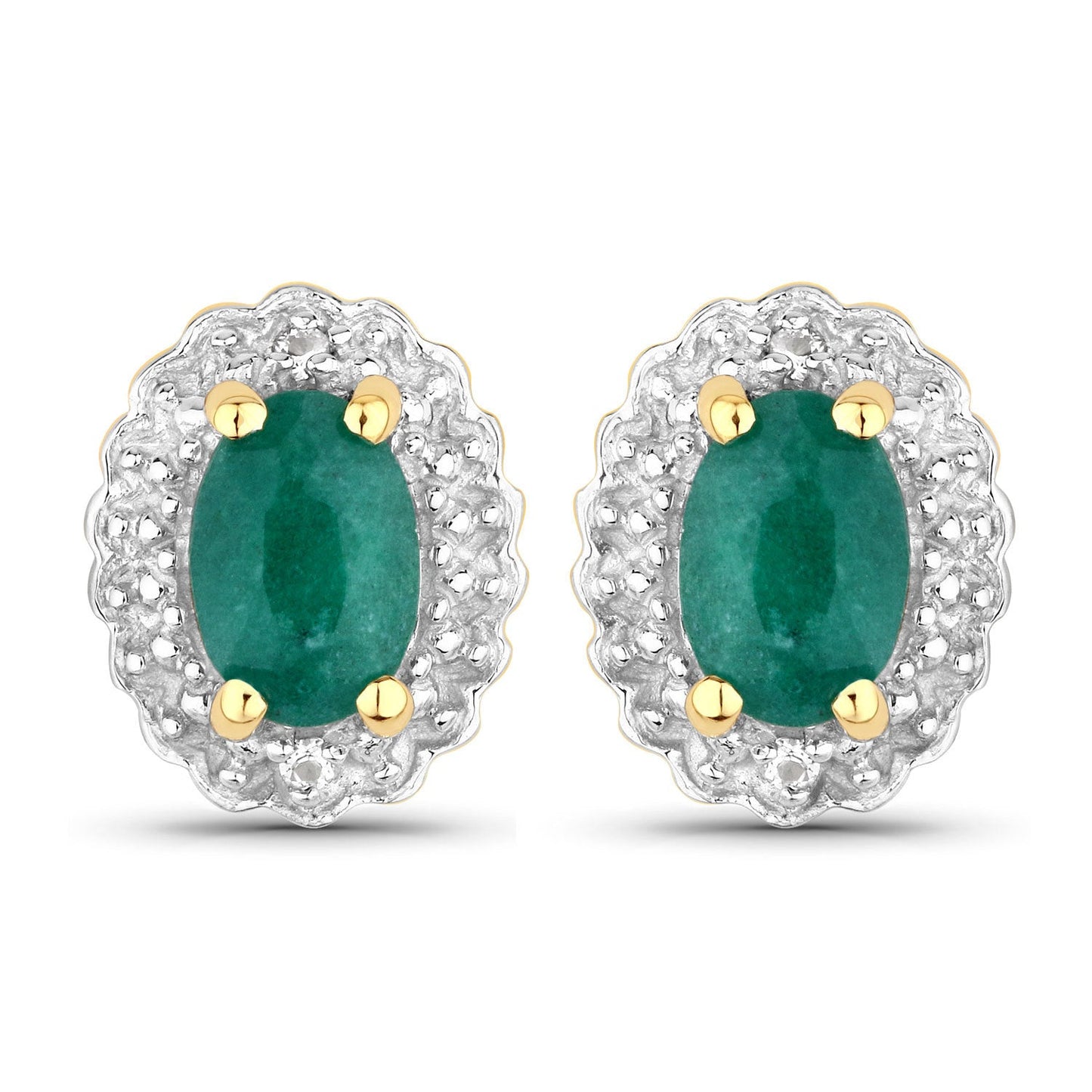 1.71 Carat Dyed Emerald and White Topaz Sterling Silver Jewelry Set