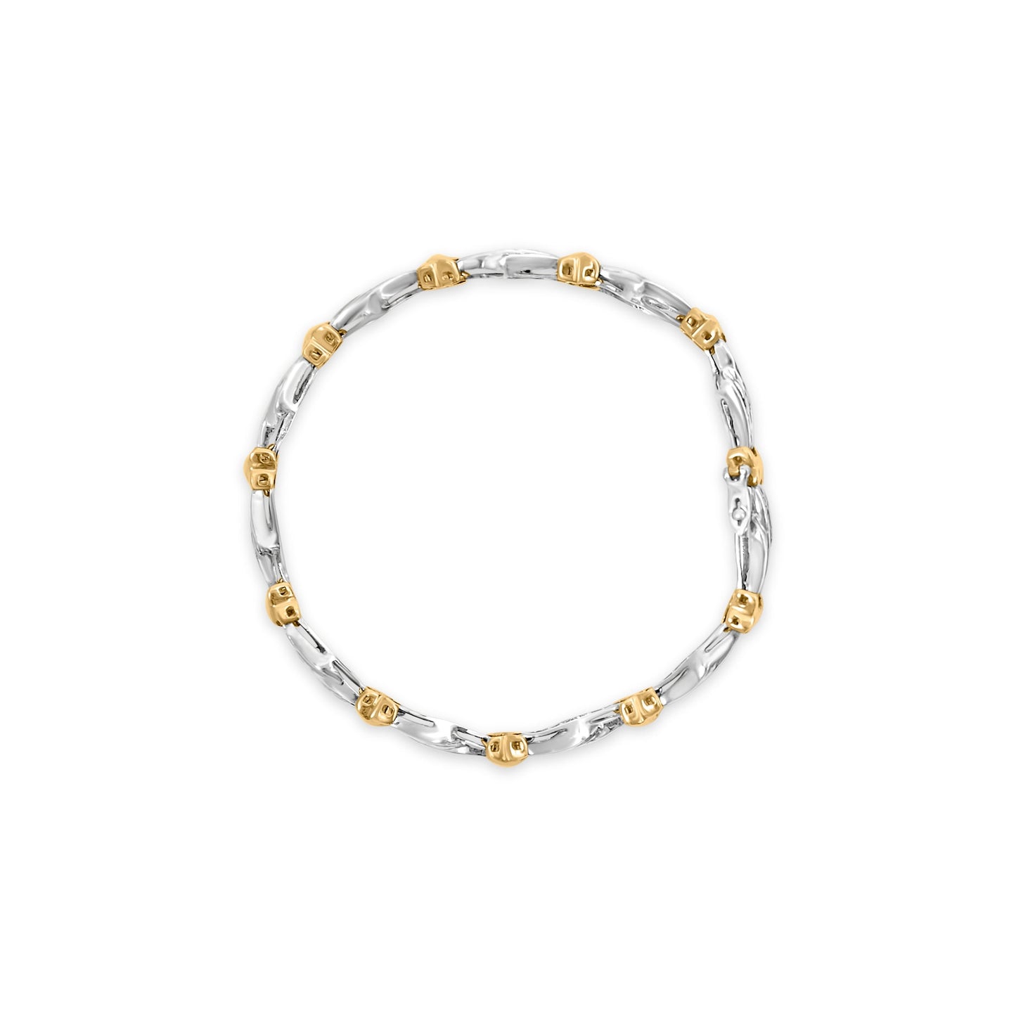 10k Two-Toned Gold Baguette-Diamond Weave Bracelet - 7"