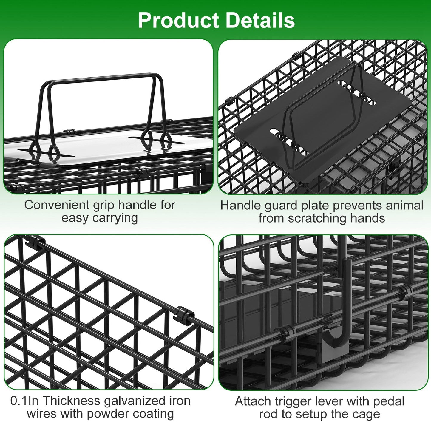 26-Inch Single Door Live Animal Cage Trap for Small Animals