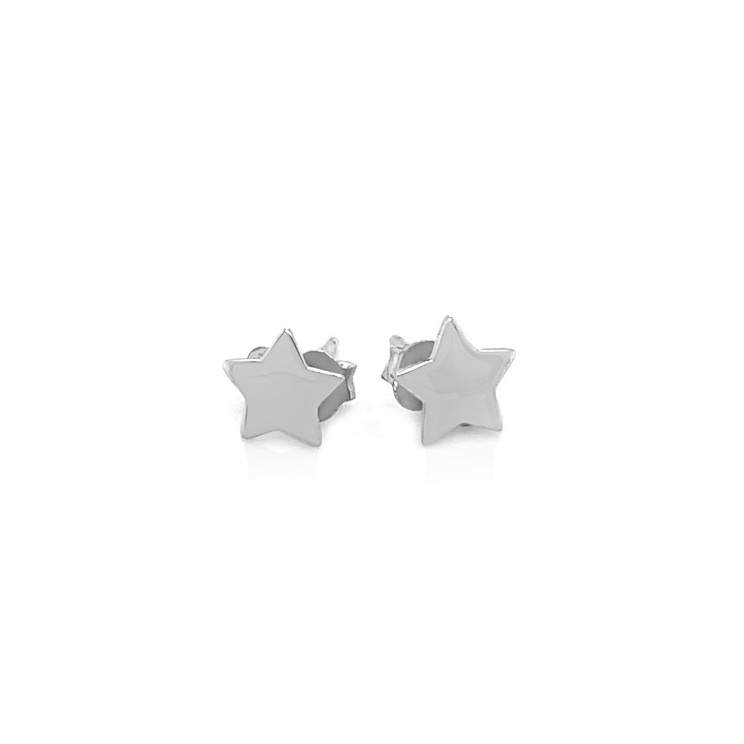 14k White Gold Star Post Earrings