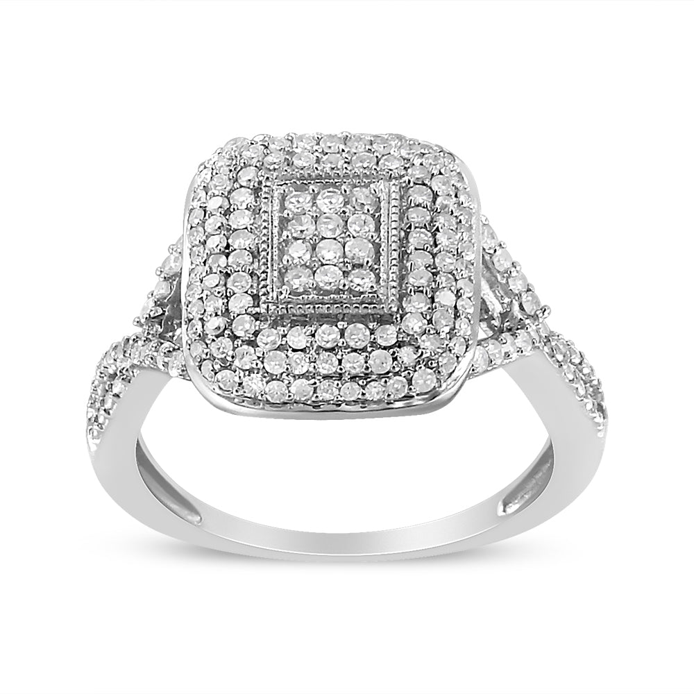 Bague en diamant en cluster taille 7 en argent sterling .925