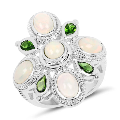 Anillo de Ópalo Etíope y Diopside Cromado de 2.97 Quilates