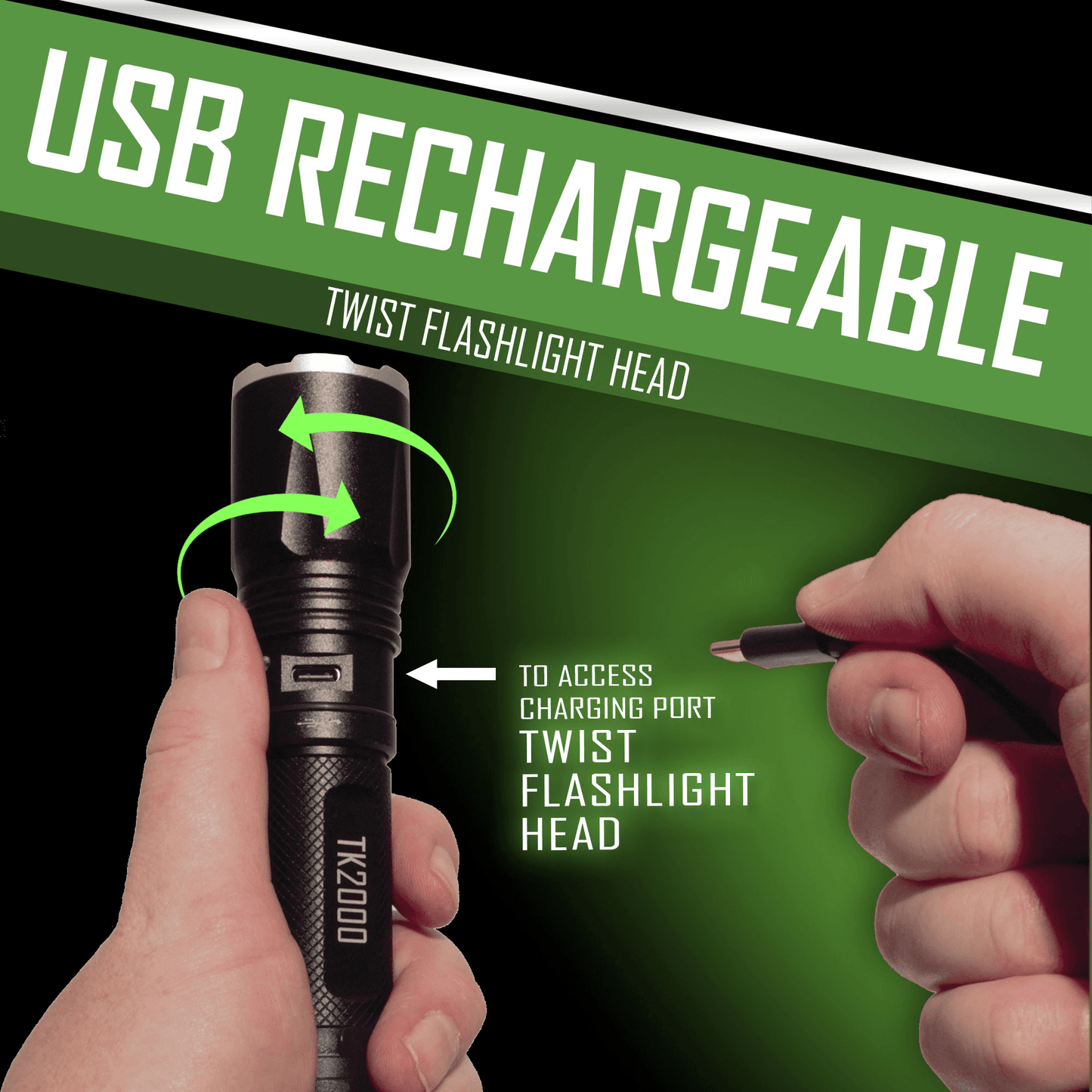 EcoGear FX TK2000 Lampe de Poche Tactique Rechargeable USB