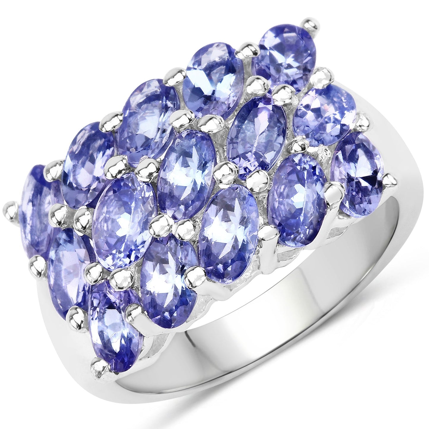 Anillo de Compromiso de Plata Esterlina con Tanzanita Genuina de 3.75 Quilates