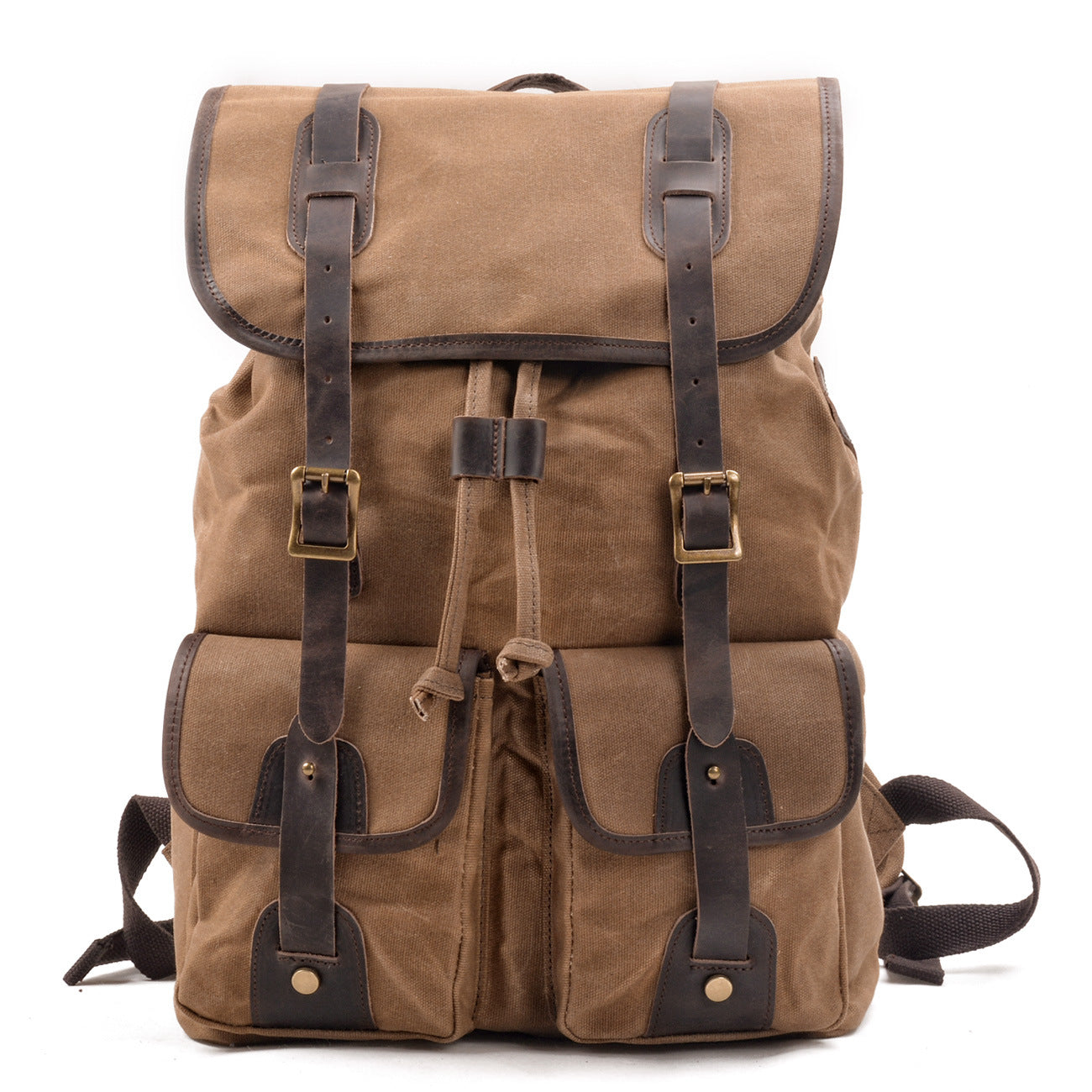 Mochila de Viaje Premium con Acentos de Lona y Cuero