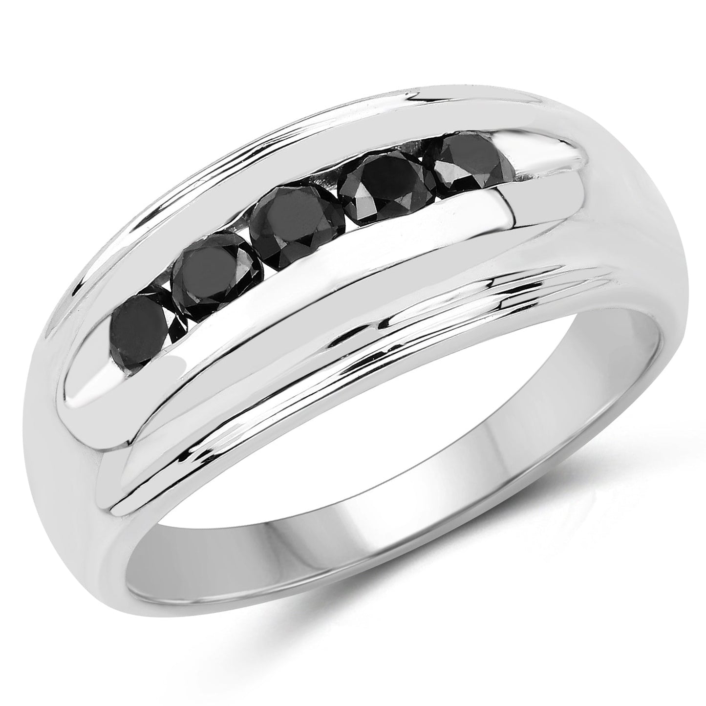0.50 Carat Genuine Black Diamond Ring in .925 Sterling Silver