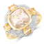 14K Yellow Gold Plated 4.07 Carat Golden Rutile & Citrine Ring