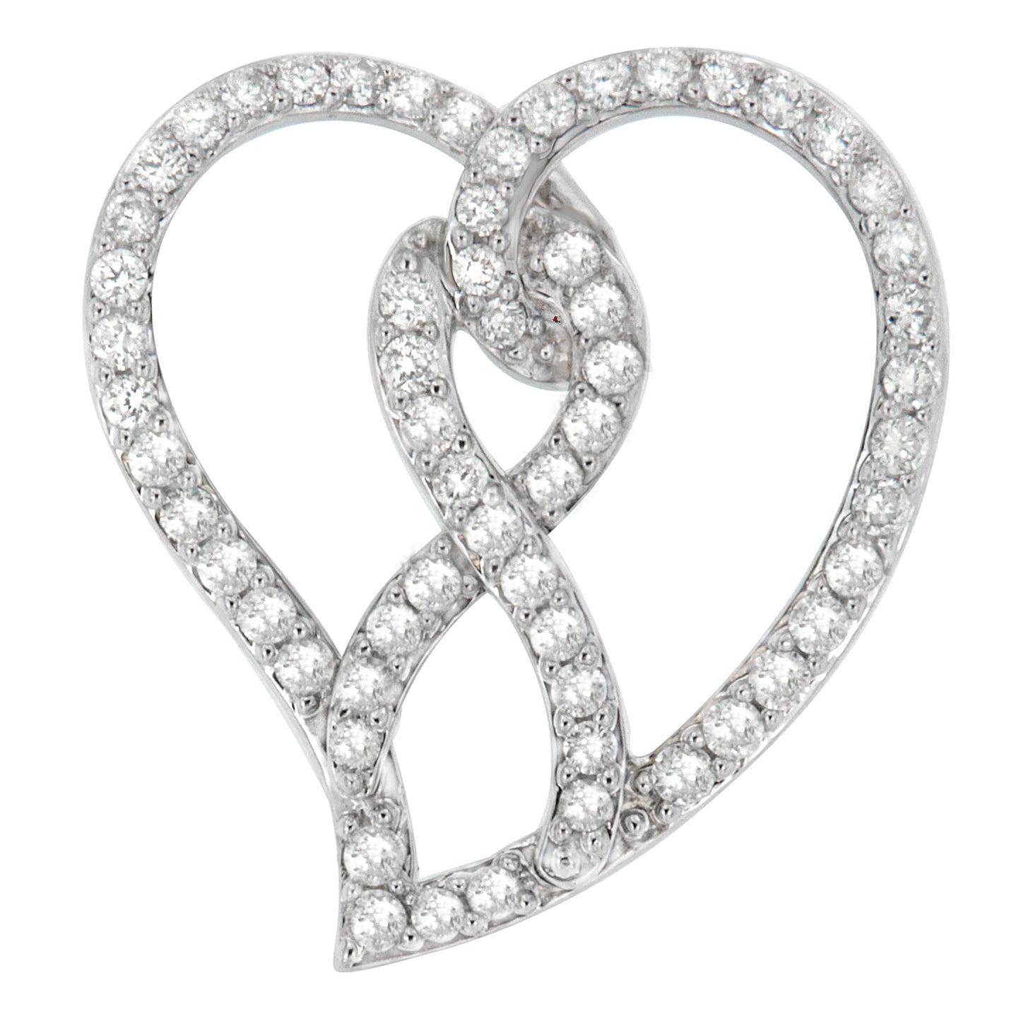 Collar con colgante de corazón y cinta de concienciación de diamantes en oro blanco de 14 quilates