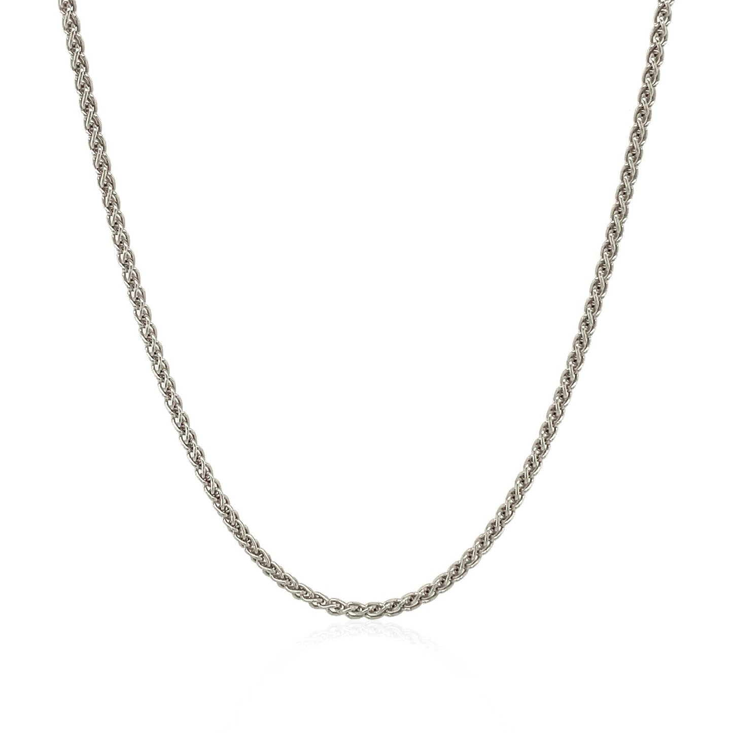 Sterling Silver Rhodium Plated Wheat Chain - 1.3mm